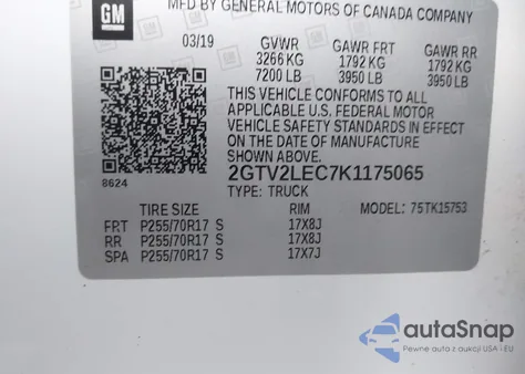 2019 GMC Sierra 1500 Limited from USA, damaged, VIN 2GTV2LEC7K1175065